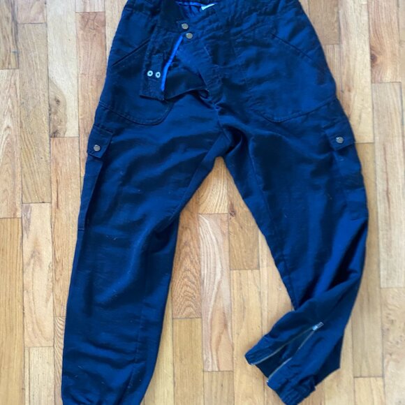 Anthropologie Elevenses Aubrey Dark Blue Satin Joggers - Picture 5 of 5